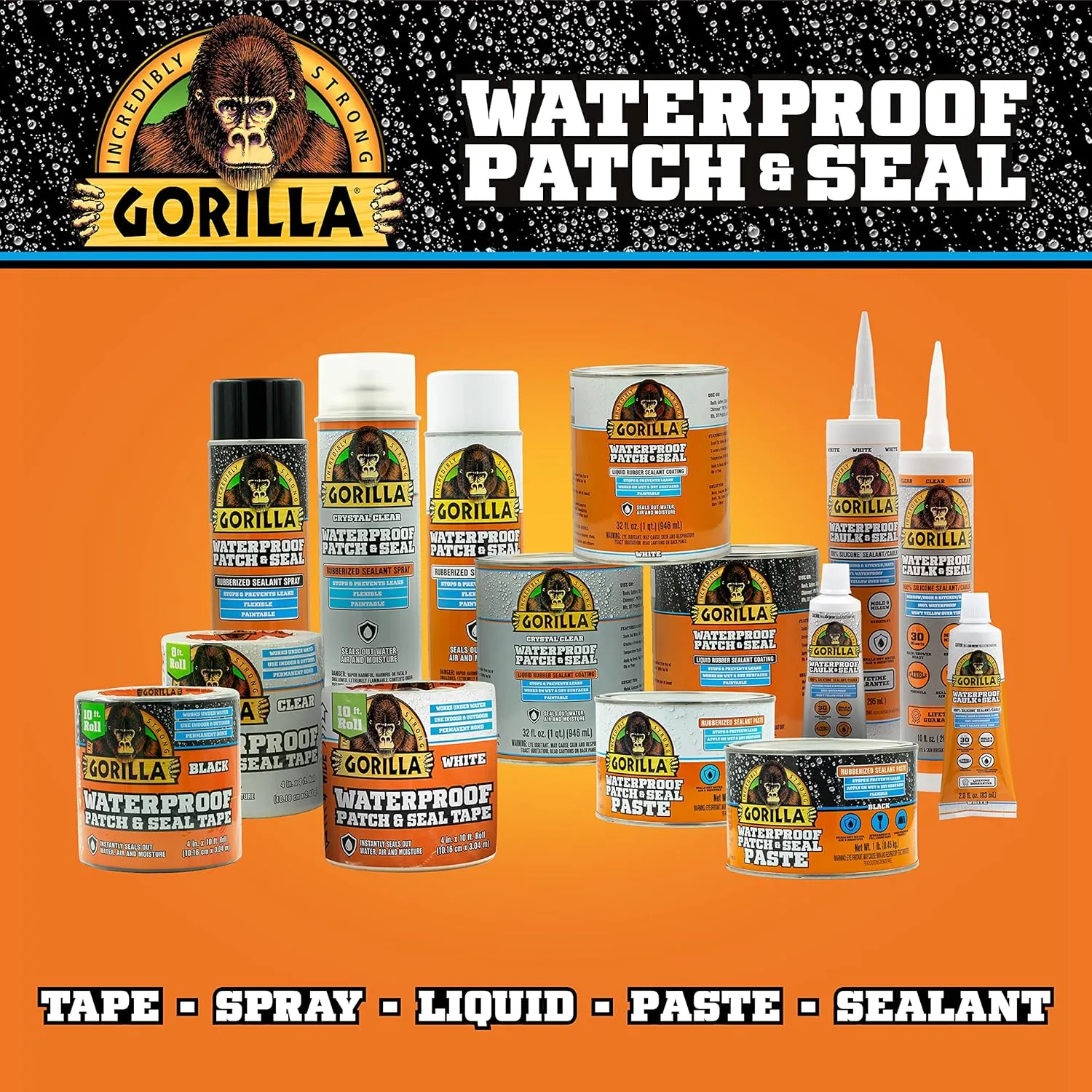 Gorilla Waterproof Patch & Seal Rubberized Sealant Paste; White; 1lb Can (Pack of 1)