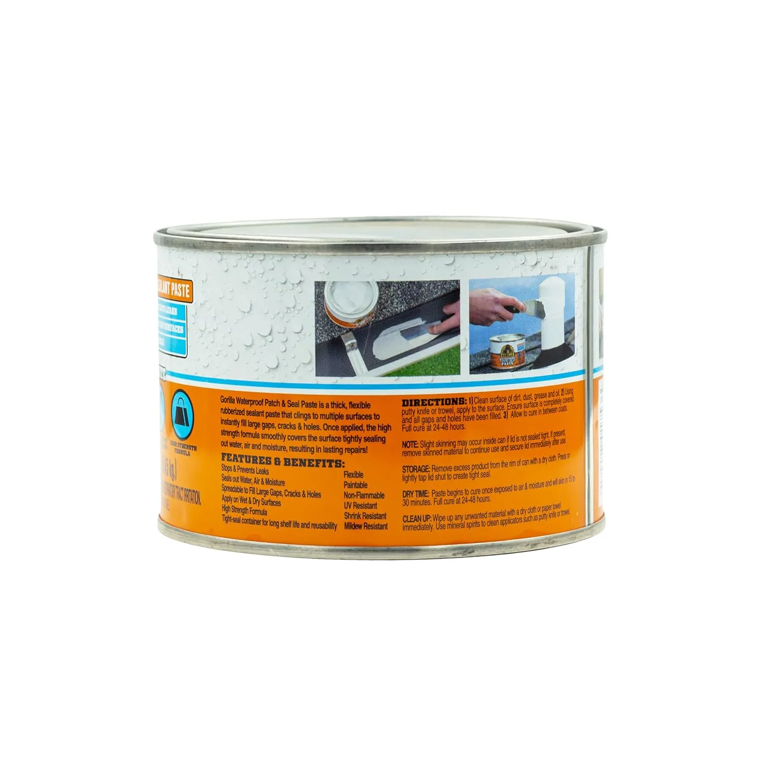 Gorilla Waterproof Patch & Seal Rubberized Sealant Paste; White; 1lb Can (Pack of 1)