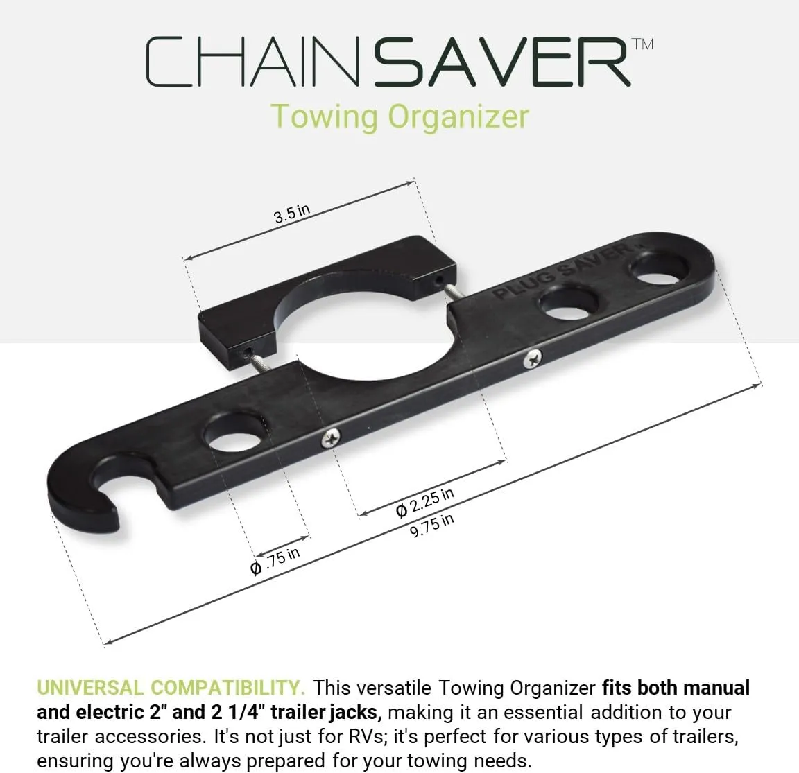 GR Innovations Chain Saver Trailer Towing Organizer | Essential RV Accessory | Easy Chain & Harness Storage | Quality Trailer Accessory | Made in USA