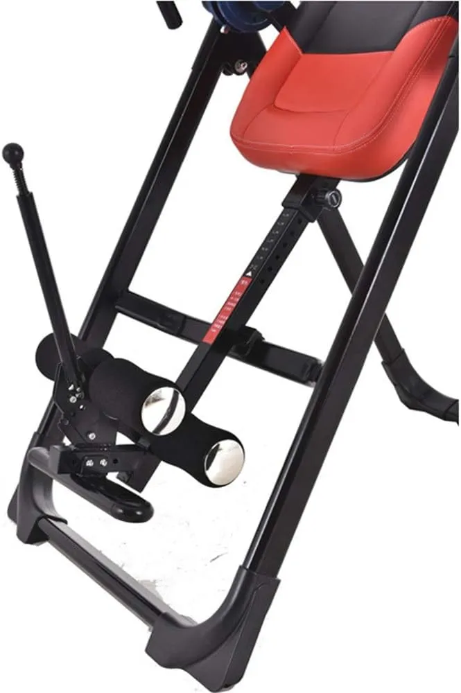 Gravity Heavy Duty Inversion Table Premium Folding Gravity Inversion Table Waist Inflatable Adjustment with Protective Strap Back (Red 130 * 78 * 156CM) (Red 130 * 78 * 156CM)