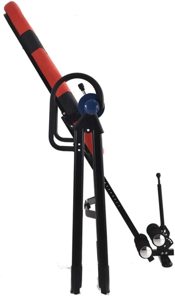 Gravity Heavy Duty Inversion Table Premium Folding Gravity Inversion Table Waist Inflatable Adjustment with Protective Strap Back (Red 130 * 78 * 156CM) (Red 130 * 78 * 156CM)