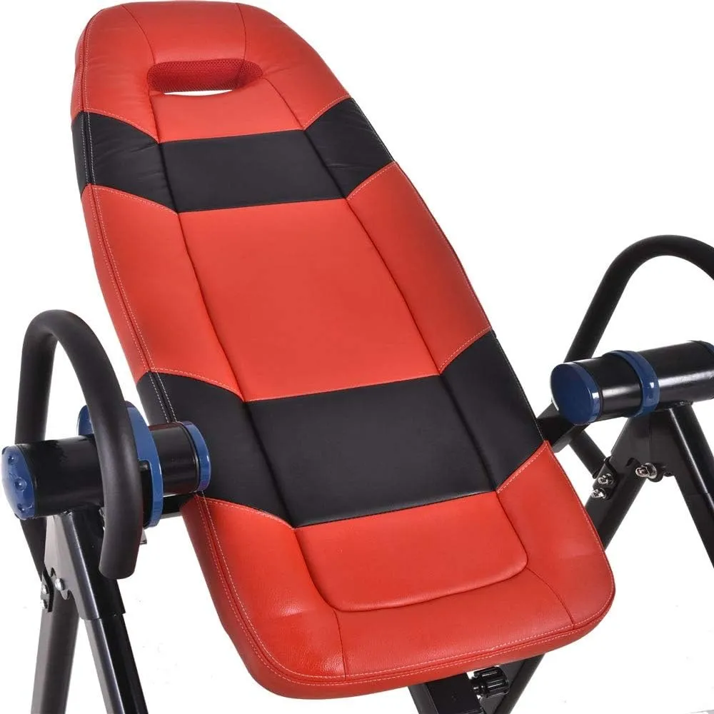 Gravity Heavy Duty Inversion Table Premium Folding Gravity Inversion Table Waist Inflatable Adjustment with Protective Strap Back (Red 130 * 78 * 156CM) (Red 130 * 78 * 156CM)