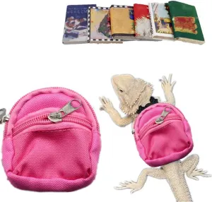 HAICHEN TEC Lizard Backpack for Bearded Dragons School Bag & Books Set Reptile Apparel Accessories Handmade Photo Party Back to School Supplies for Lizard Bearded Dragon Crested Gecko Chameleon