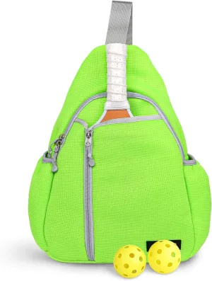 Hap Tim Pickleball Bags for Men & Women, Pickle Ball Backpack - Large Capacity, Adjustable Sling Bag, Breathable, Water Bottle Holder, Multiple Compartments for Accessories, Green