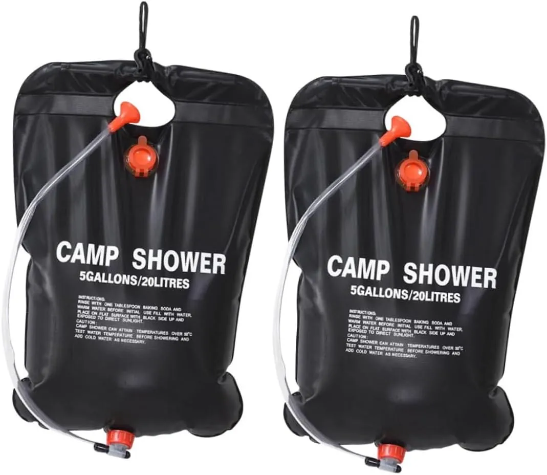 Happyyami 2Pcs Solar Shower Bag Portable Outdoor Water Storage for Camping Hiking Traveling Leak Design Lightweight for Summer Adventures