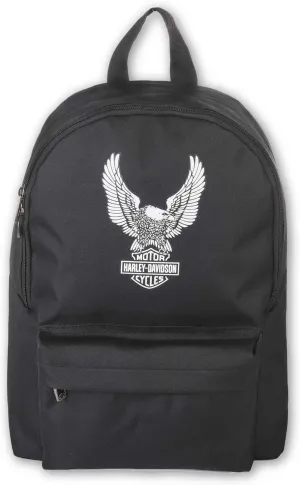 Harley-Davidson Eagle Rugged Graphic Backpack w/Padded Adjustable Straps - Black