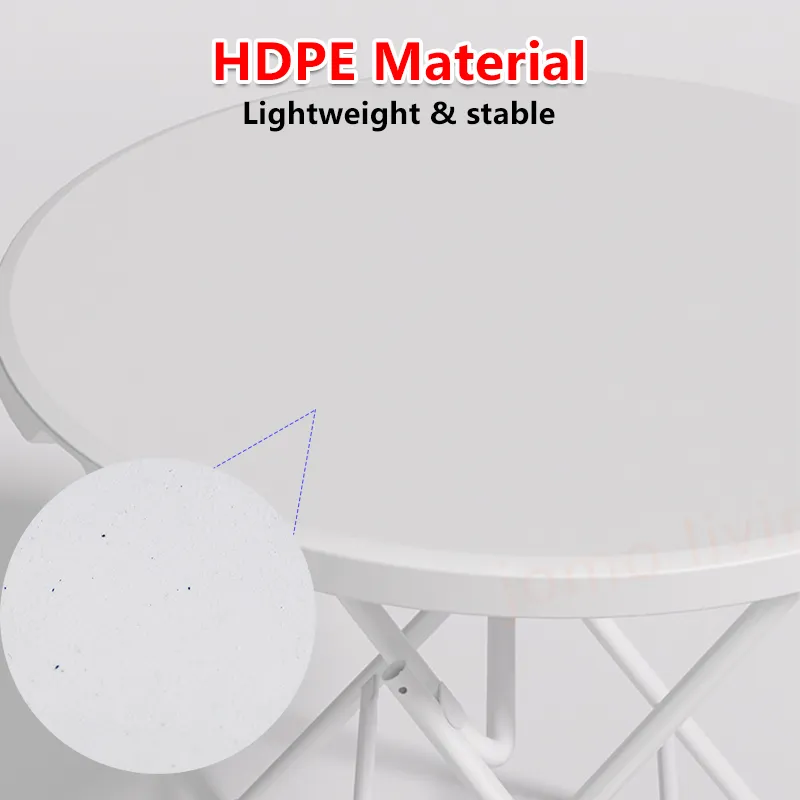 HDPE Foldable Round Table Folding Table Outdoor Indoor Portable Table Camping Picnic Table