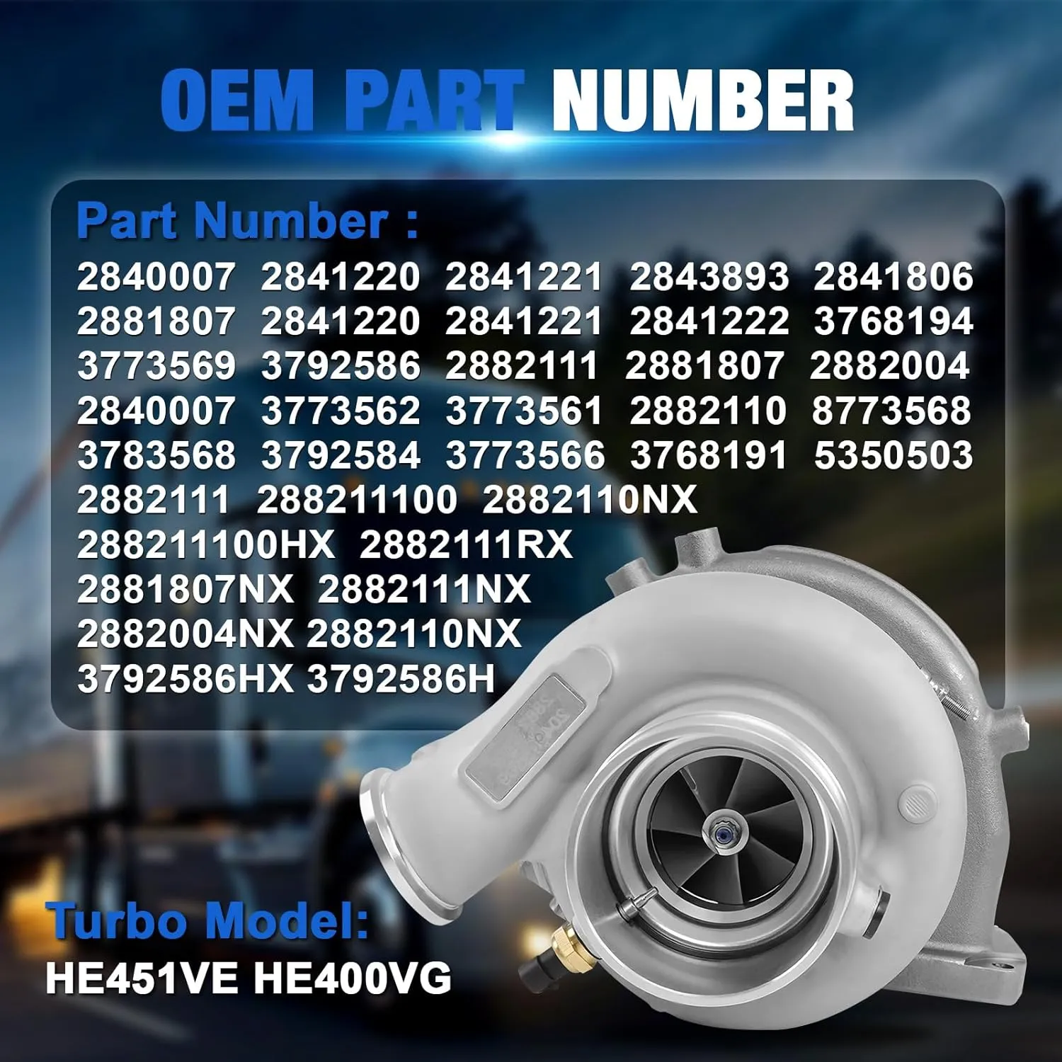 HE400VG HE451VE 2882111 Turbocharger For 05-15 Holset Cummins Various ISX15 ISX QSX Series Engine