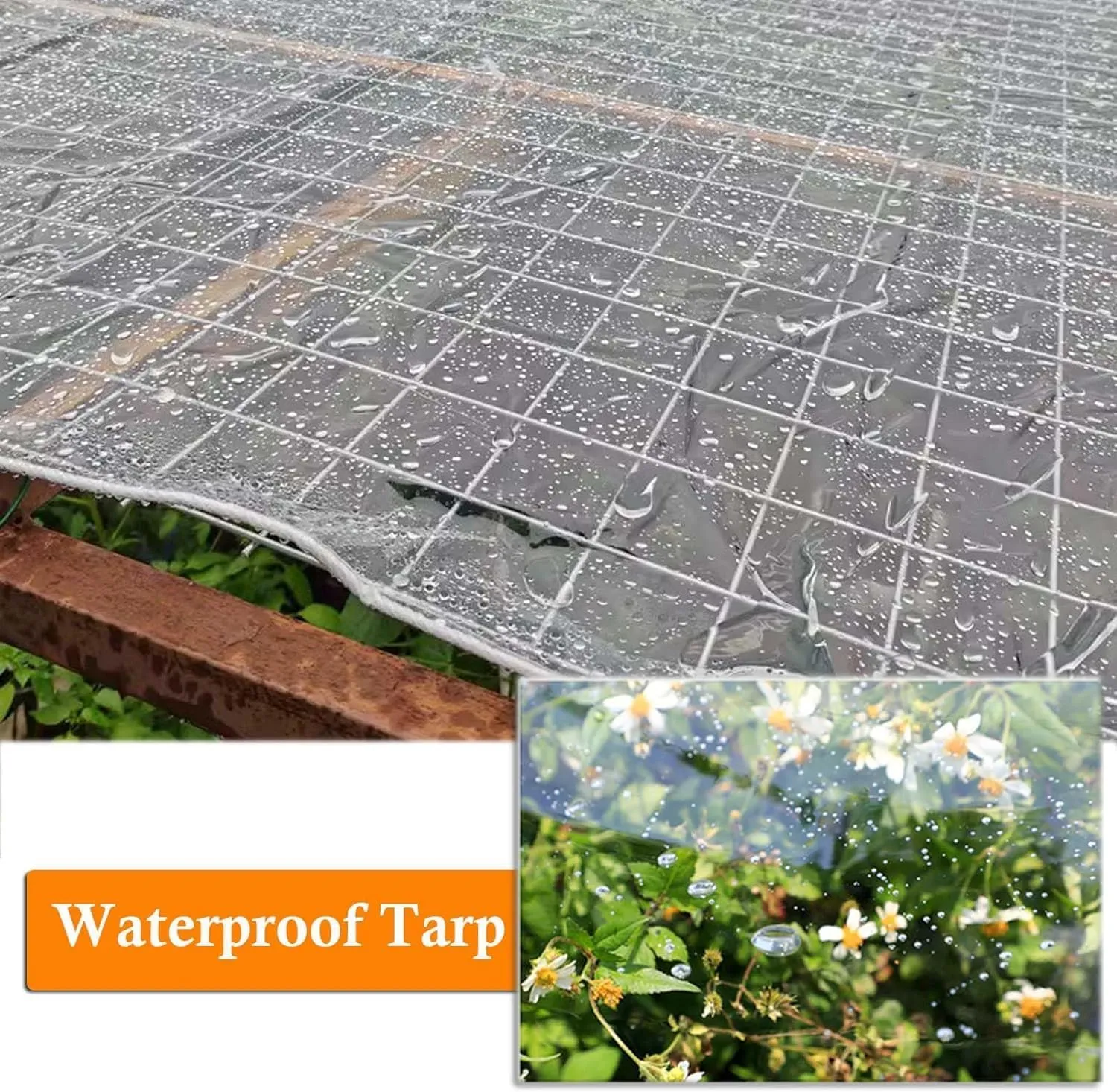 Heavy Duty PVC Transparent Tarps 4.3x9.8ft, Clear Tarpaulin Cover Waterproof, Clear PVC Tarps with Grommets, for Car, Roof, Boat, Camp, Canopy