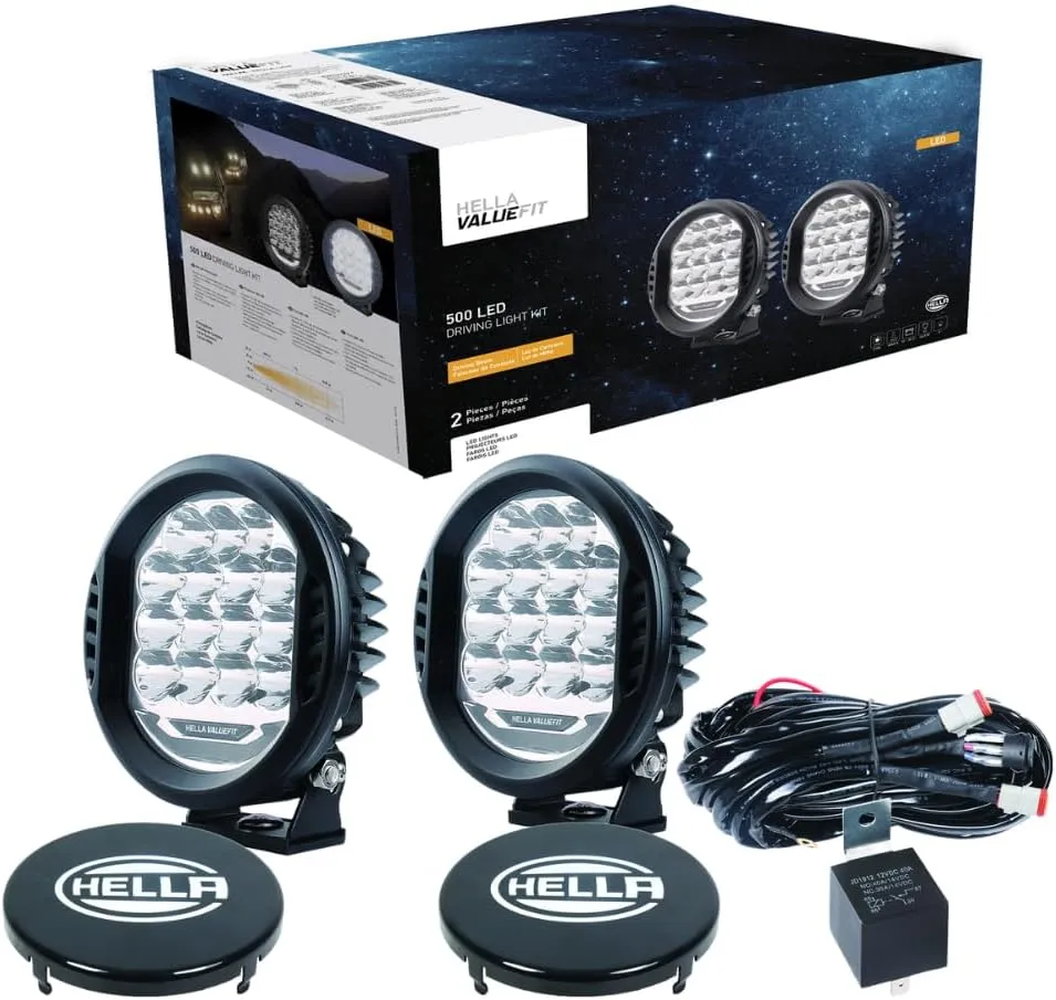 Hella ValueFit 500 LED Series - LED Driving Lamp Kit – Universal Off-Road Light for Pickup Trucks, ATV, SUV, 4x4, Jeep, Tractors / 358117171