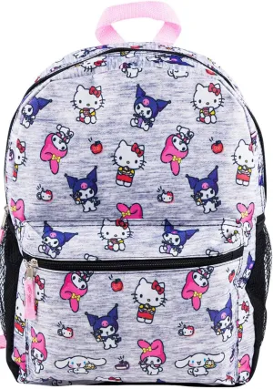 Hello Kitty My Melody, Kuromi, Allover Print Large 16 inches School Backpack