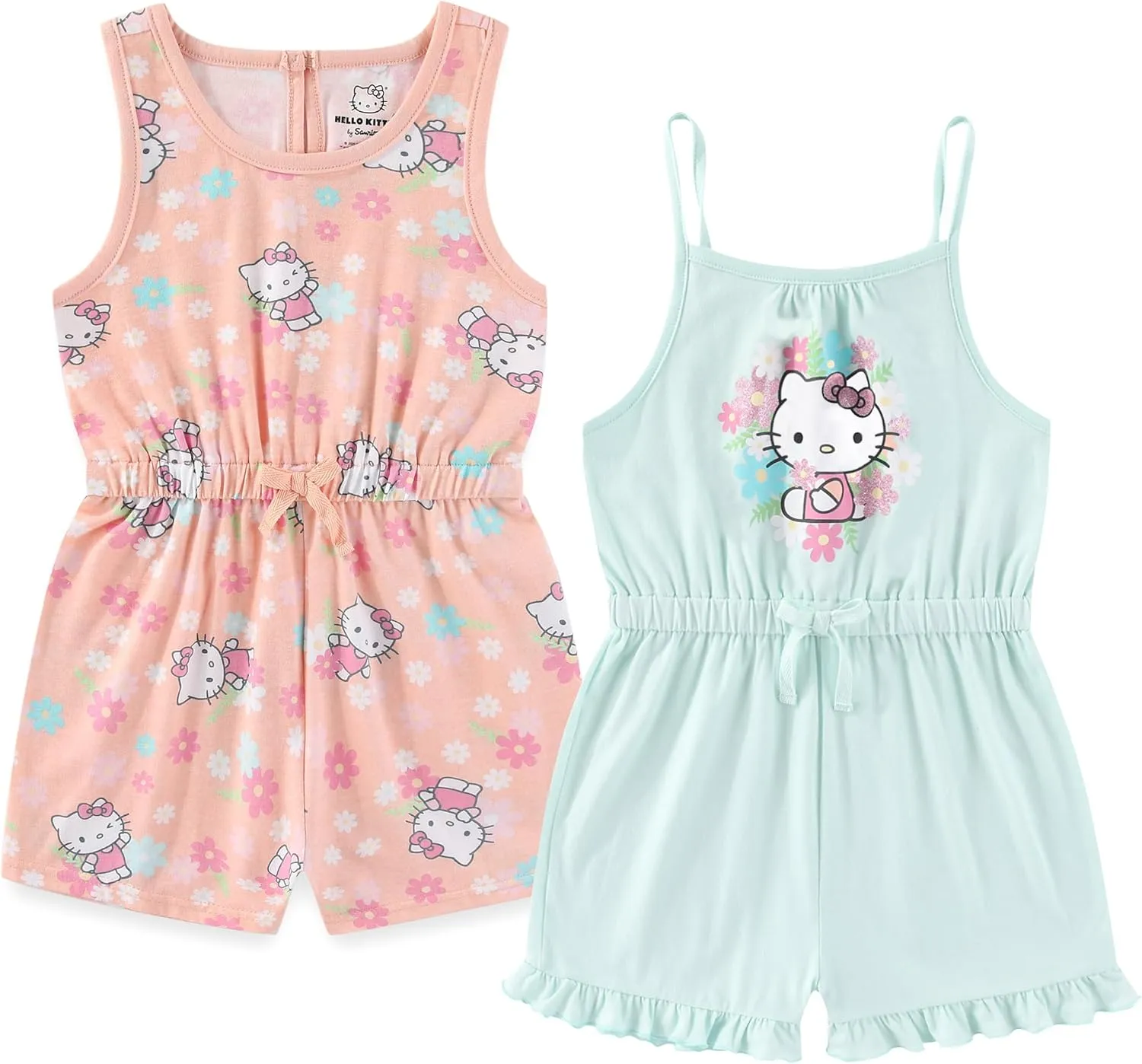 Hello Kitty Sanrio Girls 2 Pack Rompers for Toddlers and Big Kids
