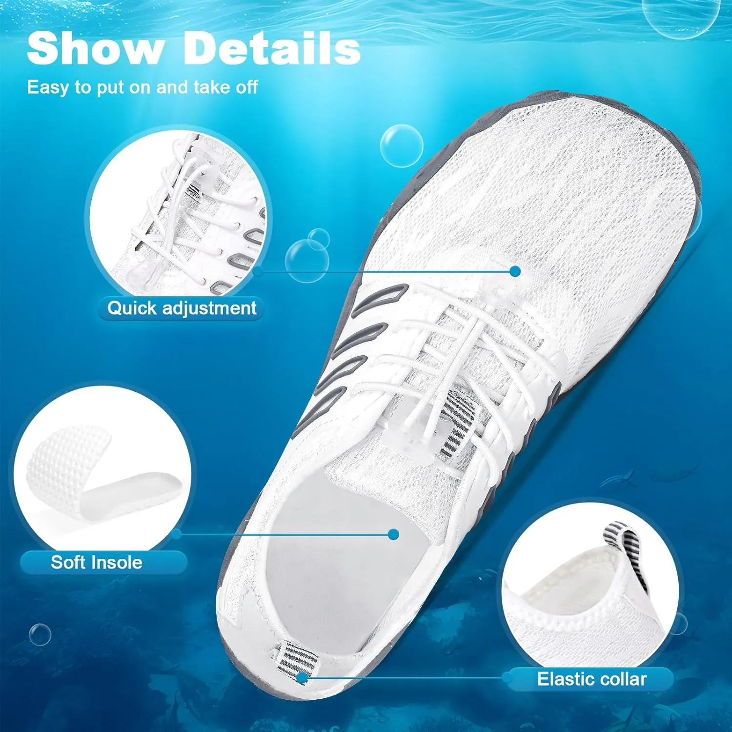 Hike Barefoot Water Shoes for Women Men, Quick-Dry Aqua Footwear Breathable Non-Slip Wide Toe Shoe for Beach Swim River Pool Lake Hiking Kayaking Surfing