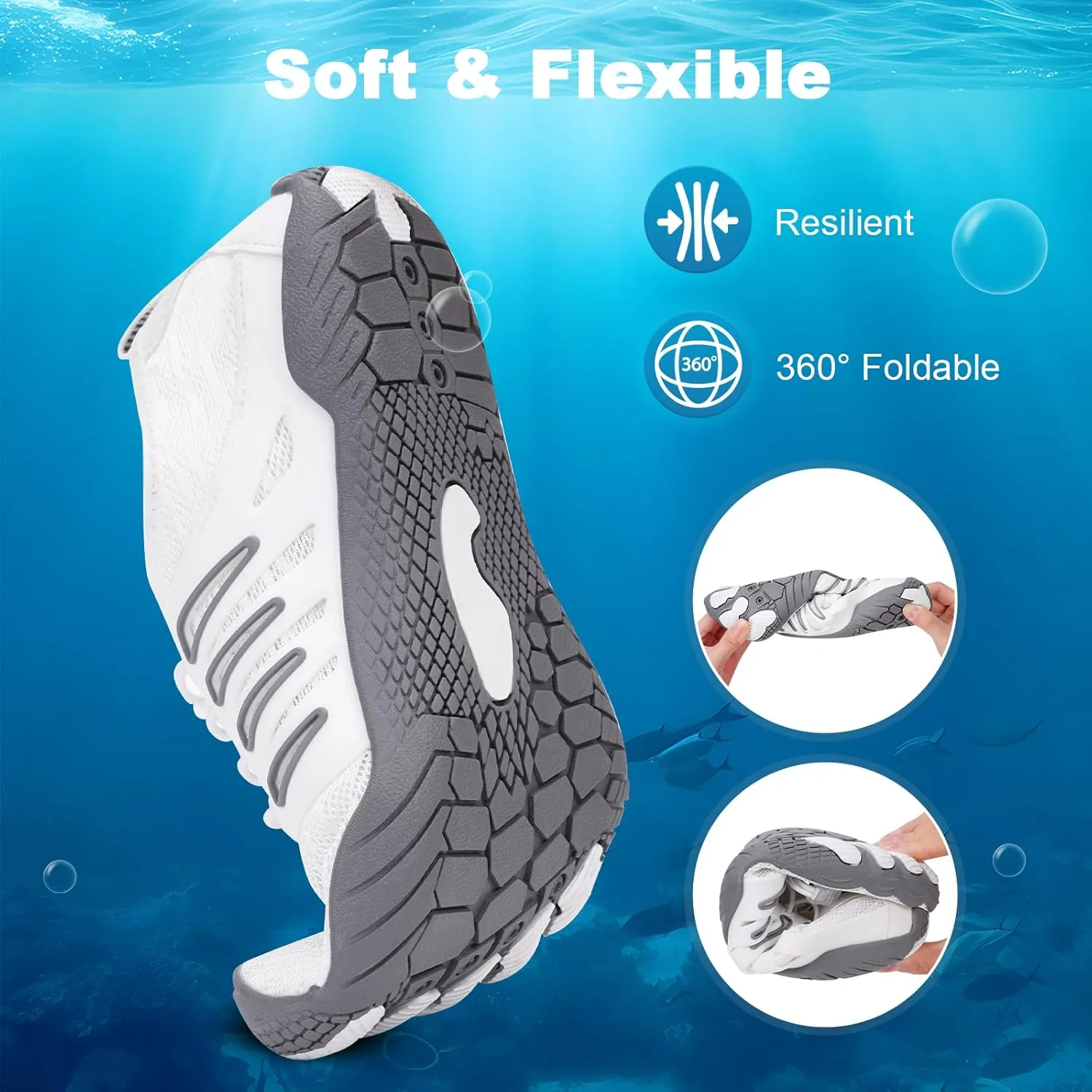 Hike Barefoot Water Shoes for Women Men, Quick-Dry Aqua Footwear Breathable Non-Slip Wide Toe Shoe for Beach Swim River Pool Lake Hiking Kayaking Surfing