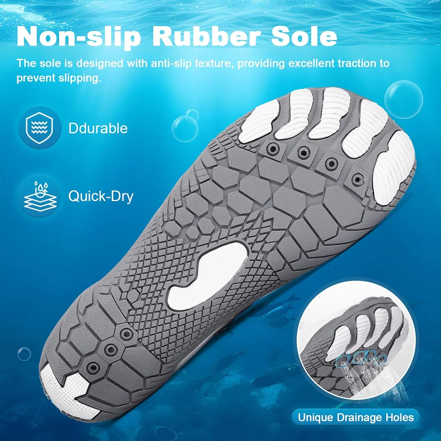 Hike Barefoot Water Shoes for Women Men, Quick-Dry Aqua Footwear Breathable Non-Slip Wide Toe Shoe for Beach Swim River Pool Lake Hiking Kayaking Surfing