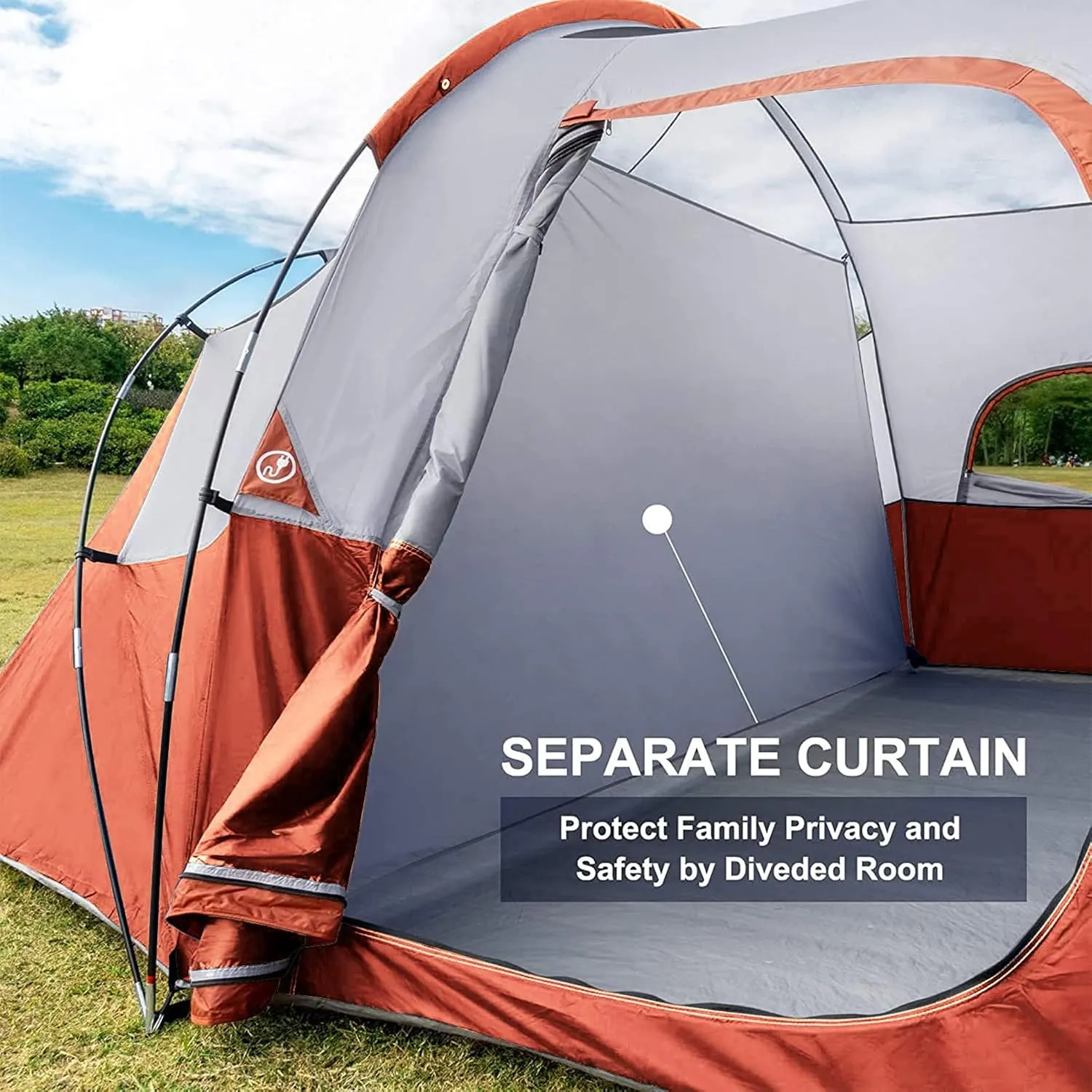 HIKERGARDEN 10 Person Camping Tent - Portable Easy Set Up Family Tent for Camp, Windproof Fabric Dome Tent Outdoor for Hiking, Backpacking, Traveling-14'x11'x74in(H)