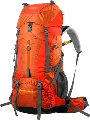 Hiking Backpack 65L, Travel Backpack Trekking Rucksack Mountaineering Backpack for Outdoor Travel Cycling Climbing Mountaineer Men Women High Capacity (Color : Orange)