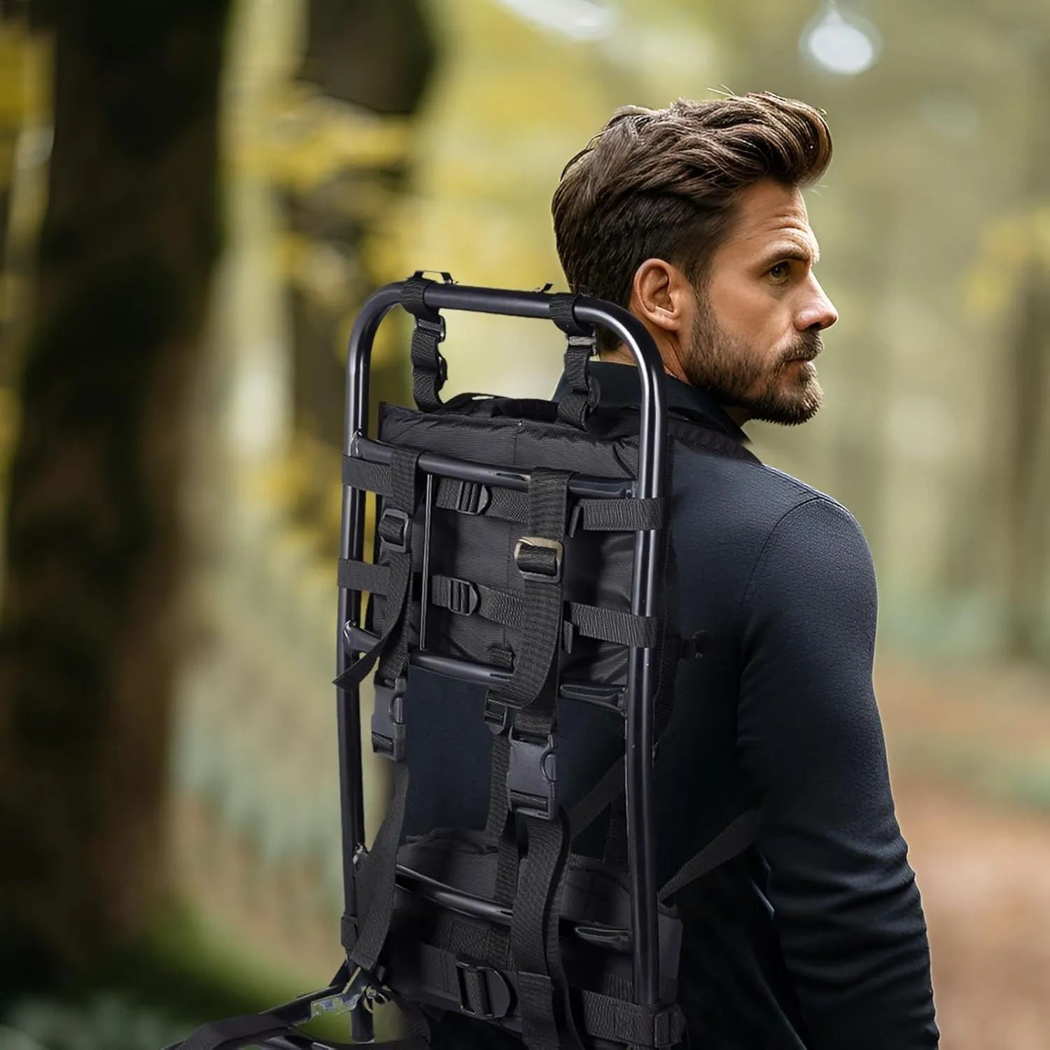 Hiking Backpack with Frame,Pack Frames for Hunting,Adjustable Aluminum Framed Backpack Can Load 132Lbs,Frame Backpack for Outdoor Activity,Camping,Mountaineering,Travel,Hunting,Black