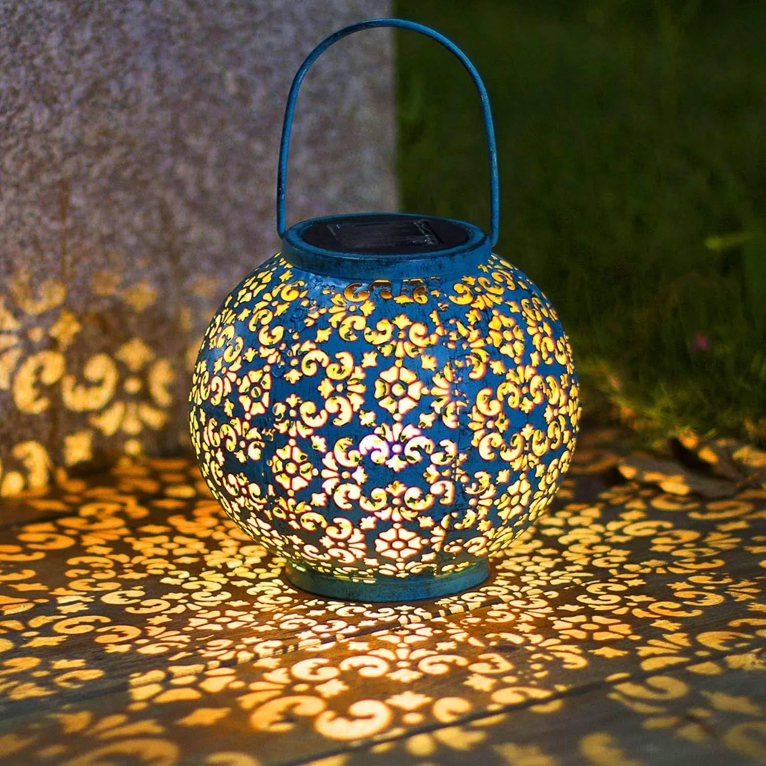Homeimpro Solar Big Lantern Outdoor Waterproof Garden Gifts Mom, Metal Table Lights for Patio, Yard Art, Mothers Day Bithday Gifts for Women Men(1Pack, Teal Blue)