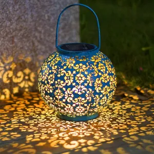 Homeimpro Solar Big Lantern Outdoor Waterproof Garden Gifts Mom, Metal Table Lights for Patio, Yard Art, Mothers Day Bithday Gifts for Women Men(1Pack, Teal Blue)
