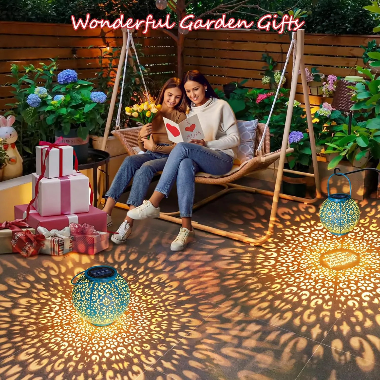 Homeimpro Solar Big Lantern Outdoor Waterproof Garden Gifts Mom, Metal Table Lights for Patio, Yard Art, Mothers Day Bithday Gifts for Women Men(1Pack, Teal Blue)