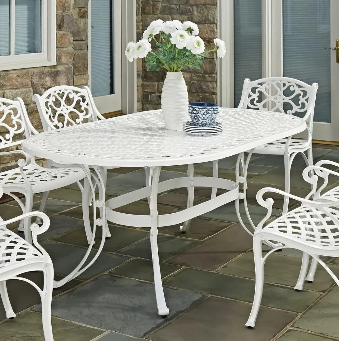 Homestyles Sanibel Black Outdoor Dining Table, Off White, 72" Table, Sanibel