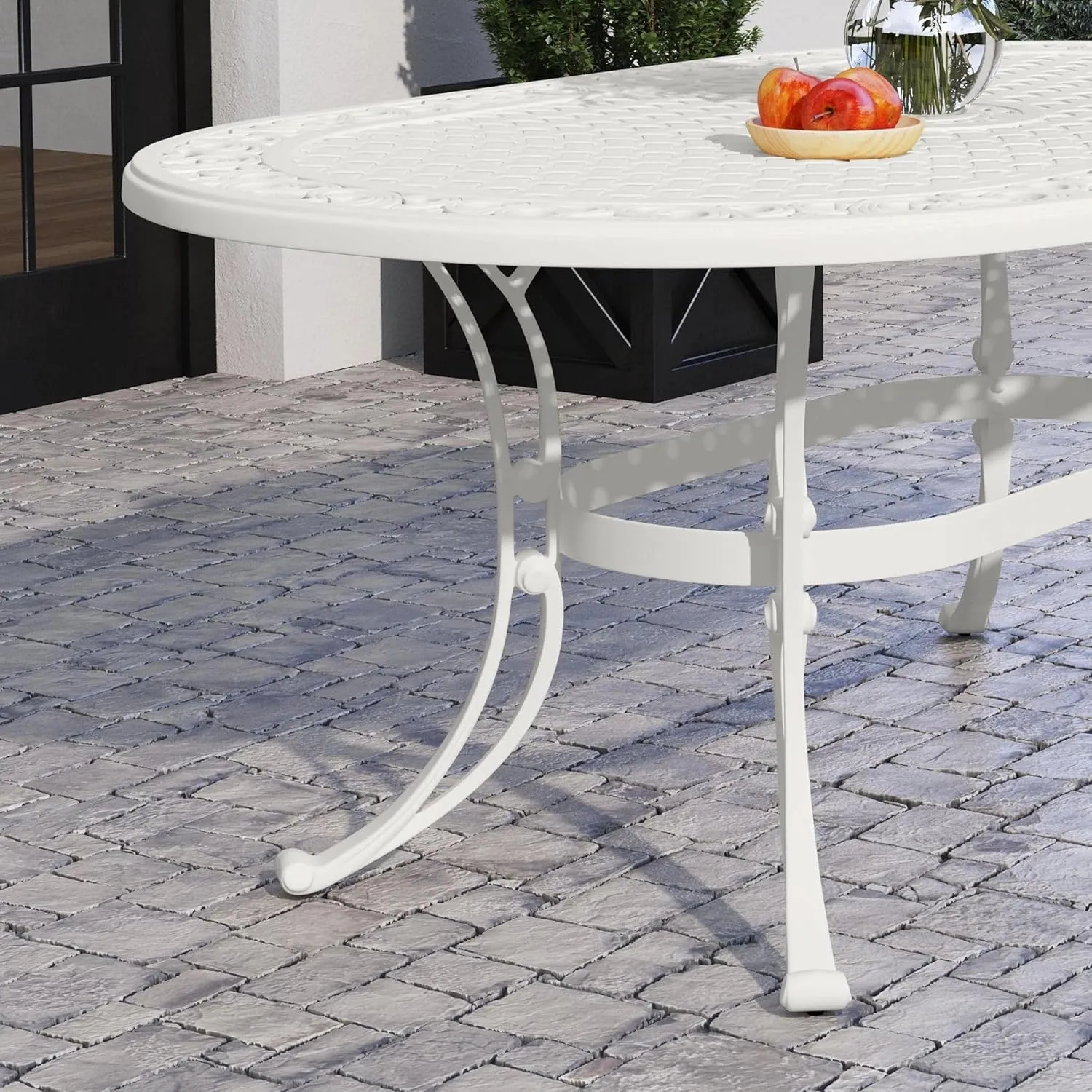 Homestyles Sanibel Black Outdoor Dining Table, Off White, 72" Table, Sanibel