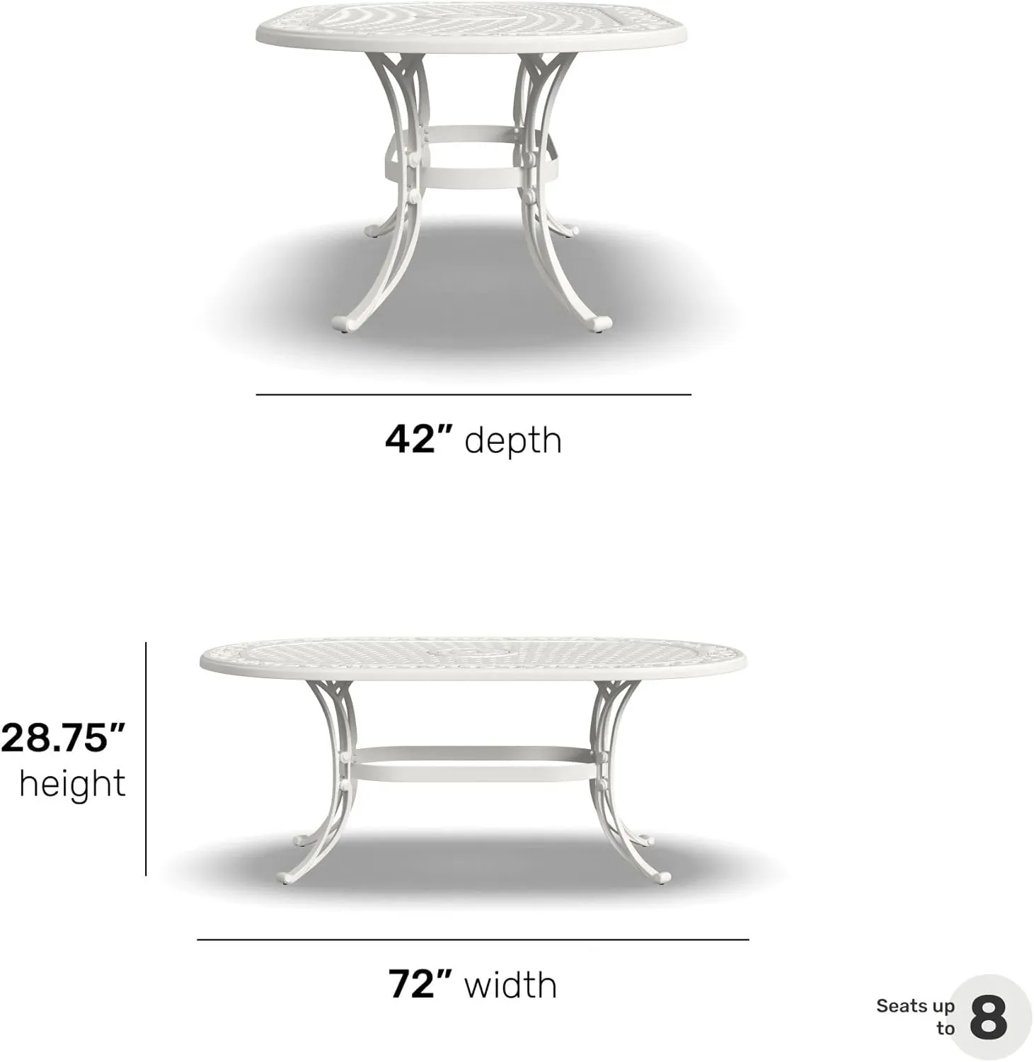 Homestyles Sanibel Black Outdoor Dining Table, Off White, 72" Table, Sanibel