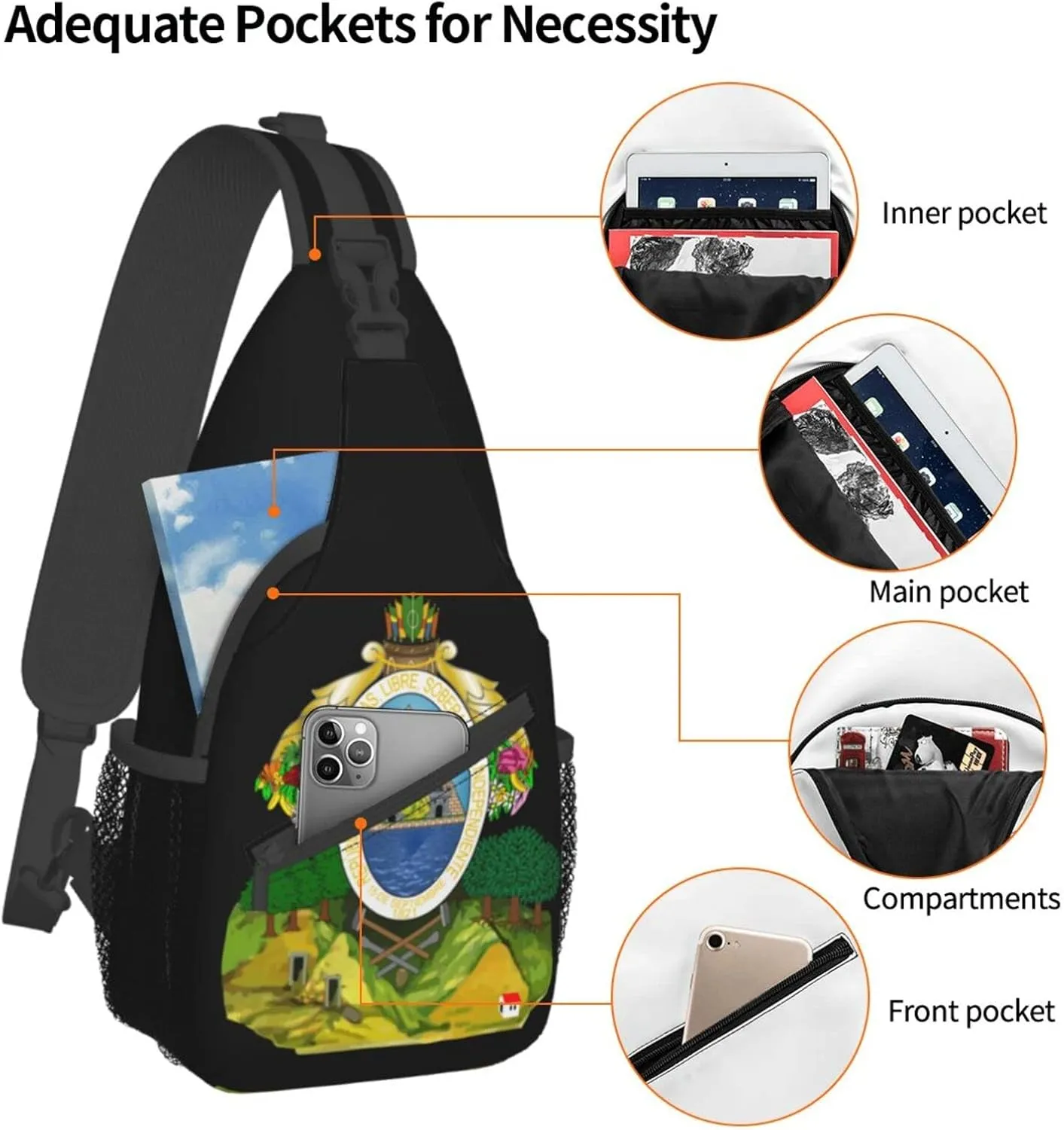 Honduras Flag Outdoor Cross-body Shoulder Bag, Unisex Backpack For Women Men Young Hiking Travel