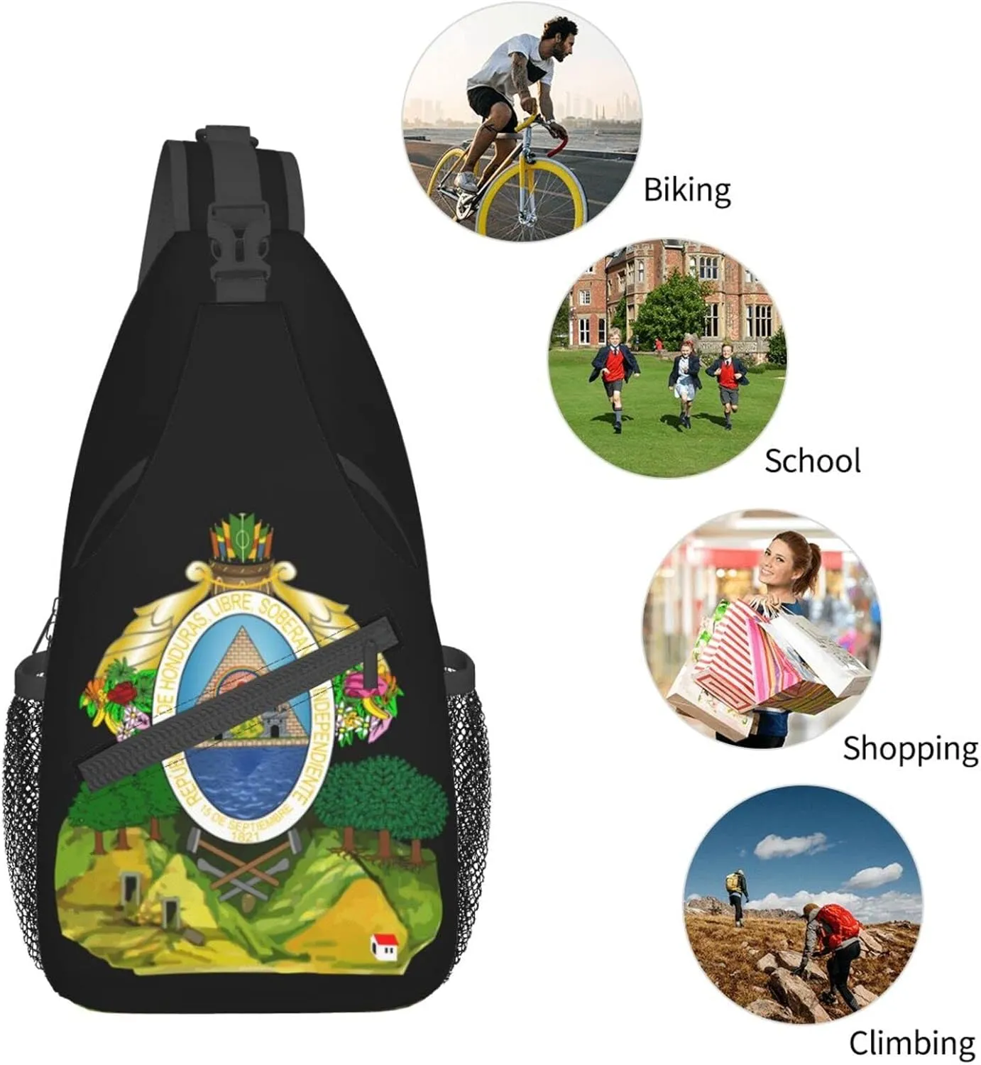 Honduras Flag Outdoor Cross-body Shoulder Bag, Unisex Backpack For Women Men Young Hiking Travel