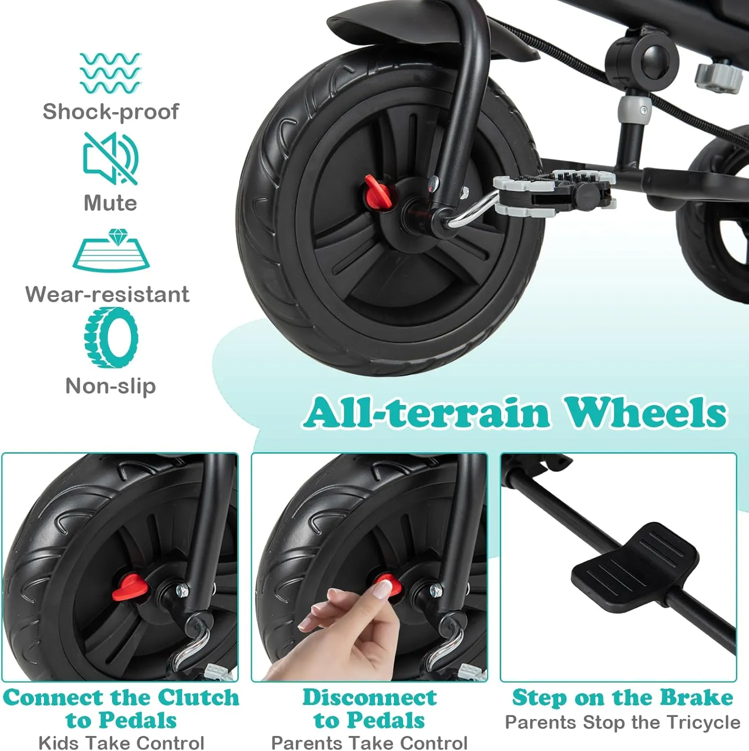 HONEY JOY Tricycle, Kids Trike Stroller w/Adjustable Push Handle & Canopy, Reversible Seat, Safety Belt, Folding Pedal, Cup Holder, Storage, Push Tricycle for Toddlers 9 Months-5 Years (Black)