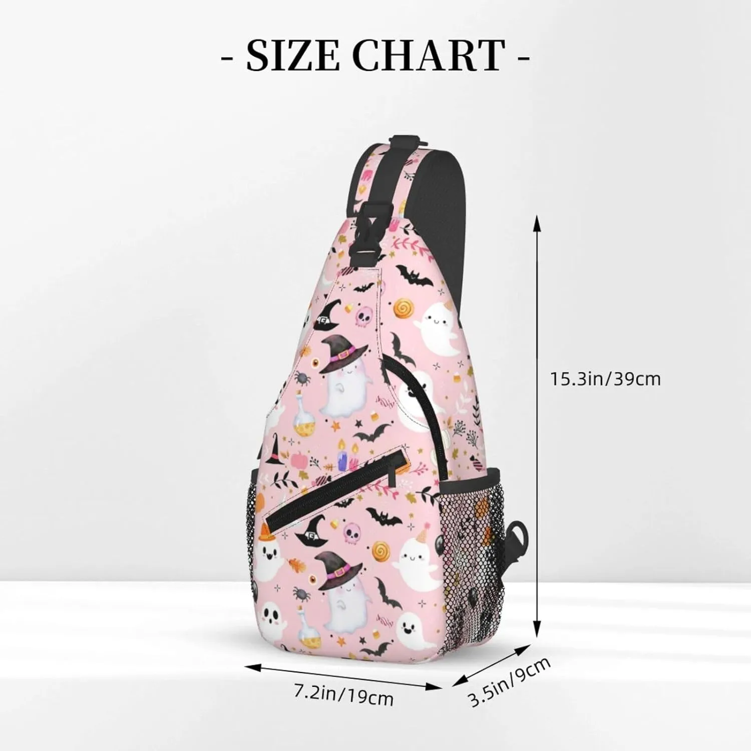 Horror Halloween Sling Backpack,Cute Ghost Pumpkin Crossbody Shoulder Backpack Adjustable Sling Bag for Men Women