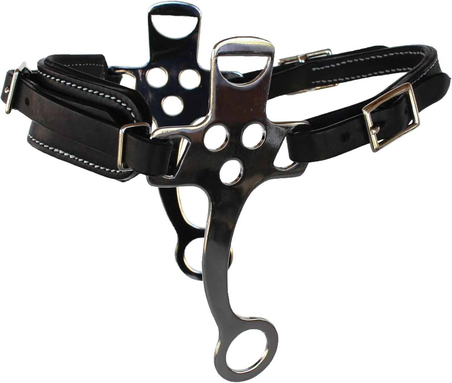 Horse Adjustable Black Leather Padded Training Bitless Hackamore 35RT01