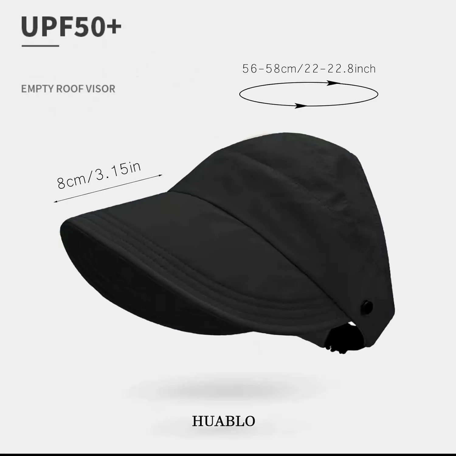 huablo]Women Visor Ponytail Sun Hat Wide Brim Hat Packable Visor Outdoor Uv Protection Empty Top