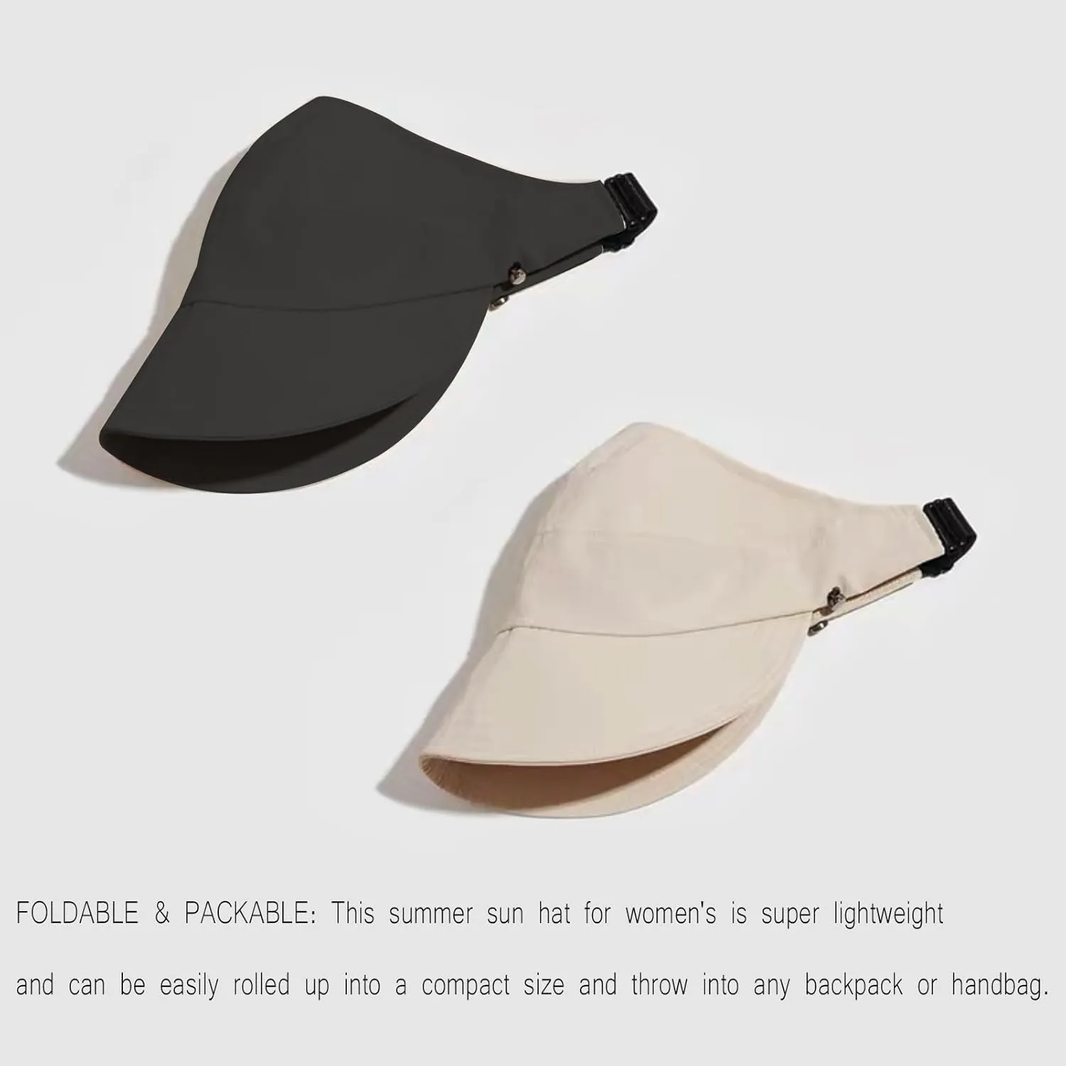 huablo]Women Visor Ponytail Sun Hat Wide Brim Hat Packable Visor Outdoor Uv Protection Empty Top