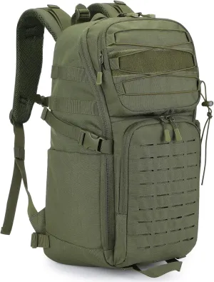 HUNTVP 35L Tactical Backpack Military MOLLE Bag Army Tactical Laptop Backpack 3 Day Pack 1000D Military Gear Camping Hiking Outdoor Rucksack with 15.6 inch Laptop Quick Access, Army Green