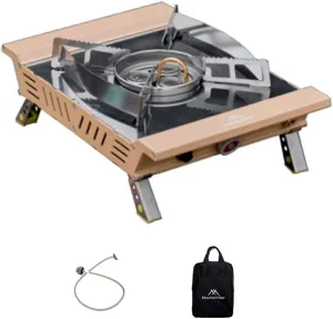 HXBER High Power Camping Stove Portable 3-Cores Gases Backpacking Stove with Adjustable Valve Connecting Hose Storage Bag for Outdoor Cooking Camping Picnic Hiking Barbecue