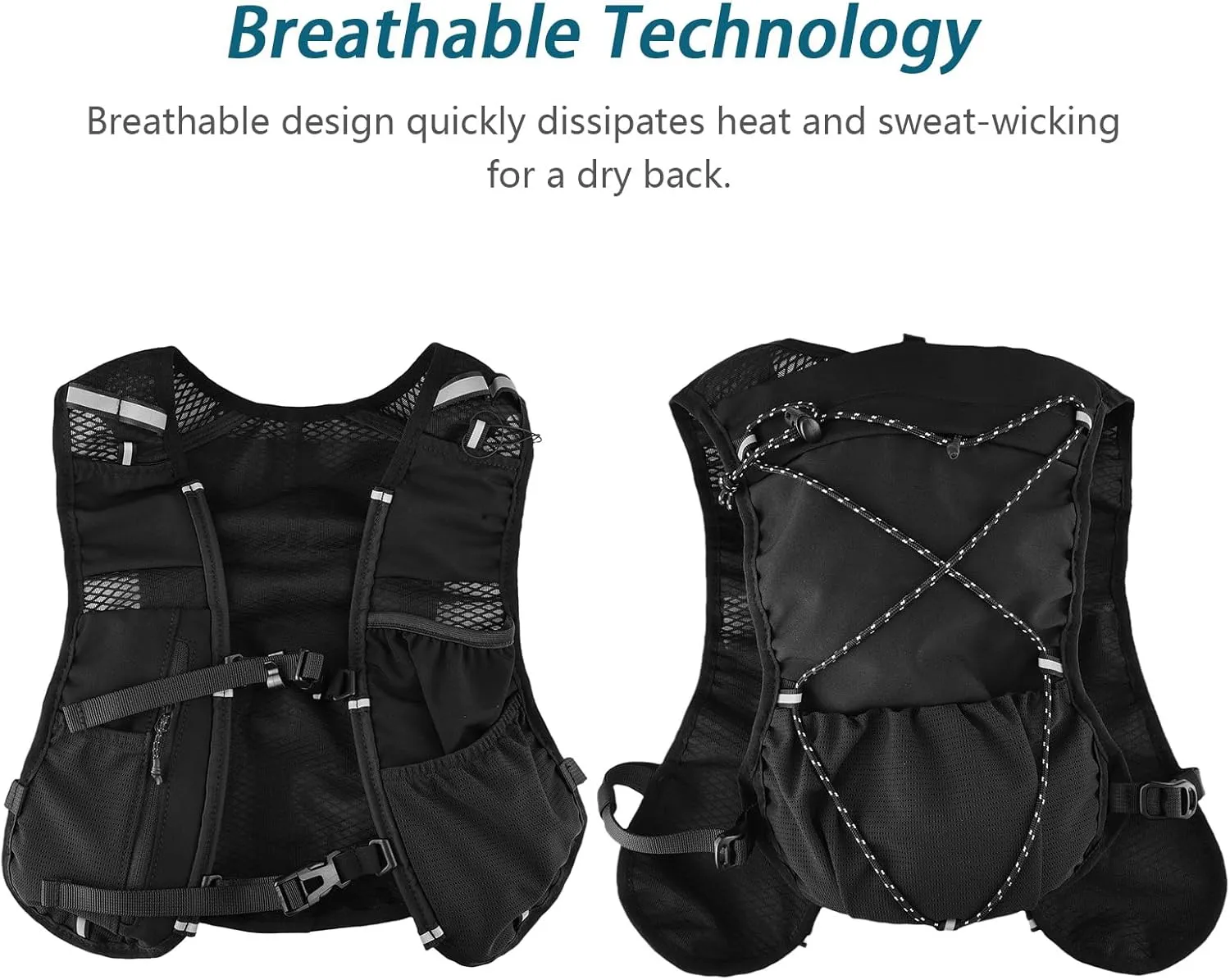 Hydration Backpack Running Vest, Hydration Pack Lightweight Reflective Water Backpack Climbing Pack Breathable Daypack for Women & Men Trail Running Marathon Race Hiking (5L)