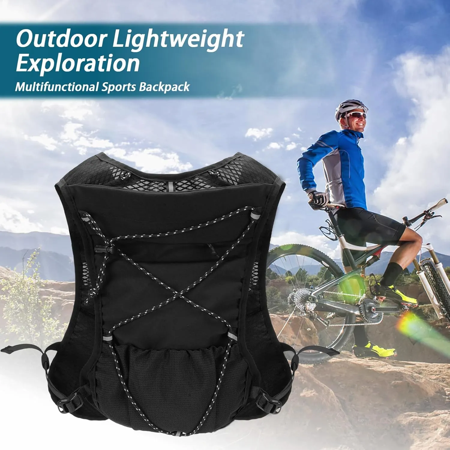 Hydration Backpack Running Vest, Hydration Pack Lightweight Reflective Water Backpack Climbing Pack Breathable Daypack for Women & Men Trail Running Marathon Race Hiking (5L)