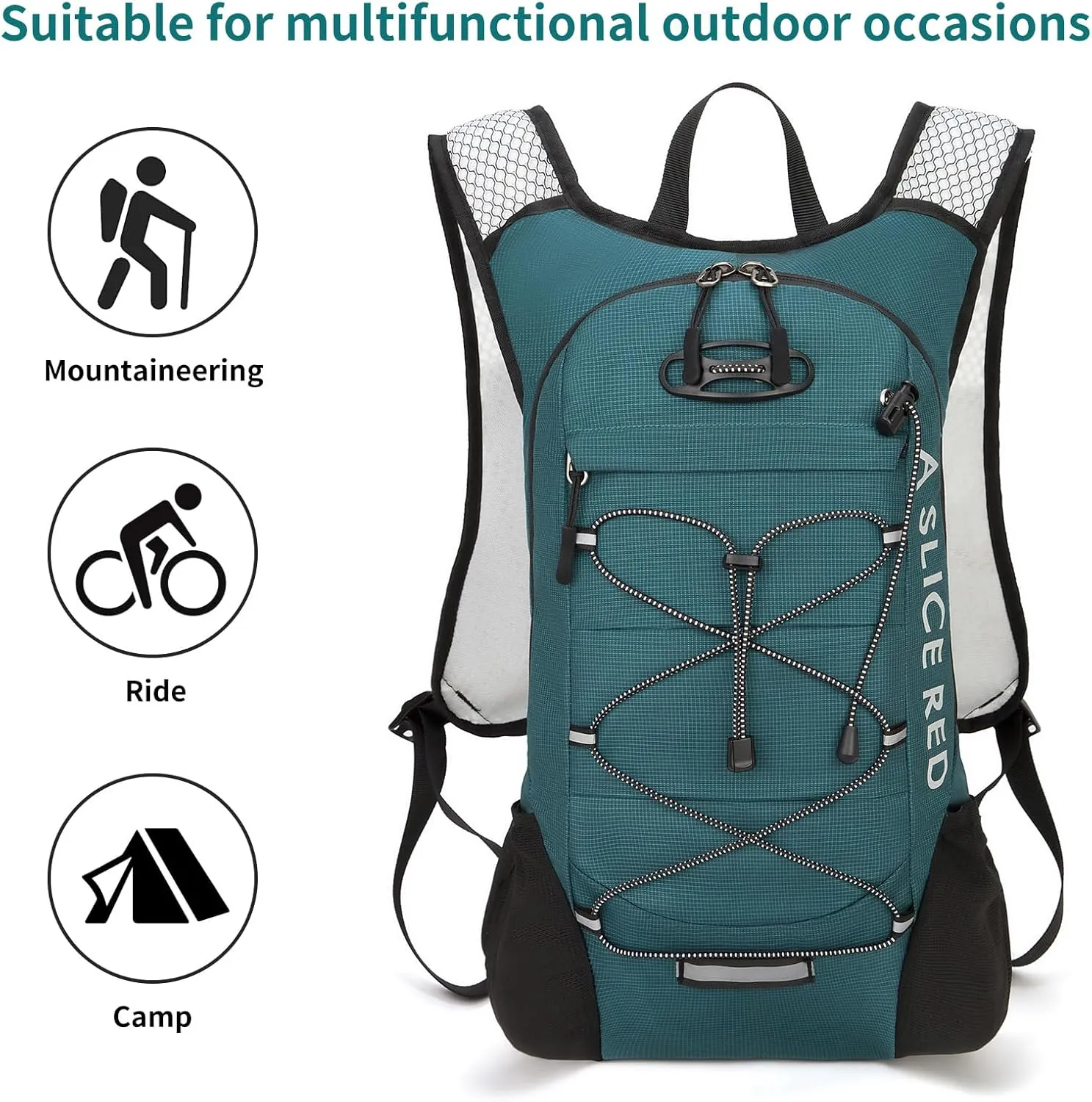 Hydration Backpack, Running Water Backpack with 2L Bladder, Hydro Water Daypack for Men Women Cycling Hiking Rave