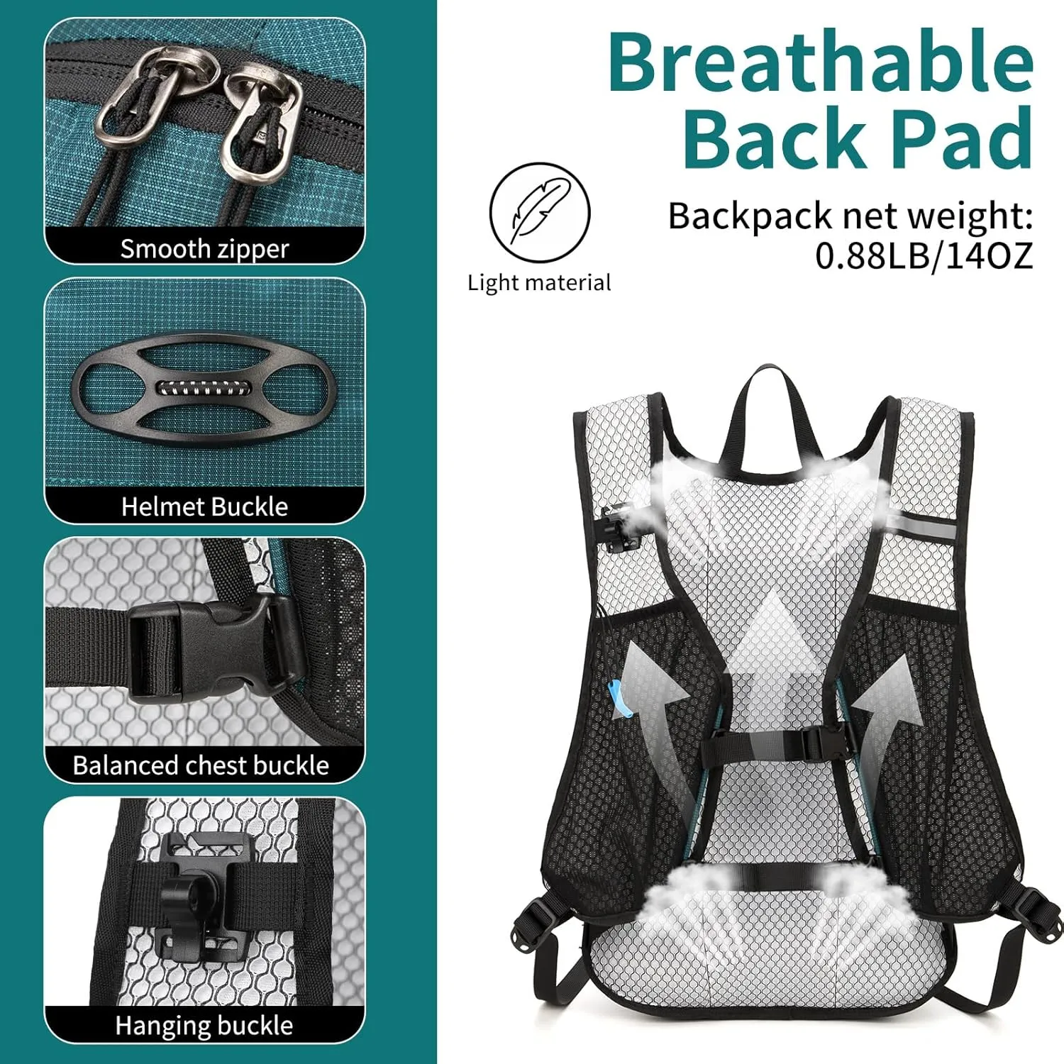 Hydration Backpack, Running Water Backpack with 2L Bladder, Hydro Water Daypack for Men Women Cycling Hiking Rave
