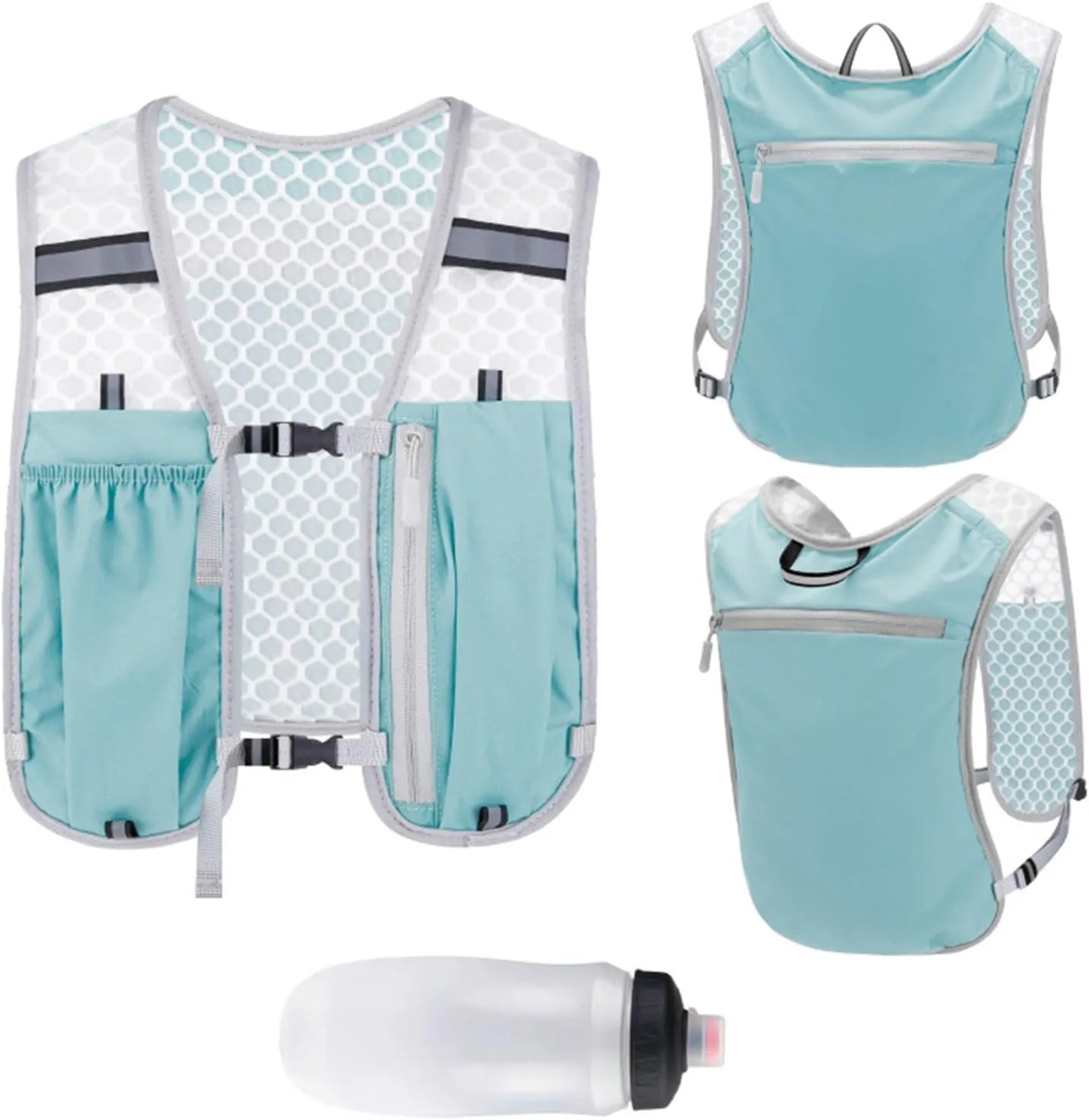Hydration Vest Pack Running Backpack Lightweight Breathable Outdoor with 550ml Soft Bottle Sport Bag for Camping Race Cycling Trail