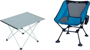 iClimb 1 Folding Table and 1 Anti-Sinking Large Feet Chair Bundle, Ultralight Compact for Solo Adult Outdoor Backpacking Hiking Camping Beach Concert Motorcycling