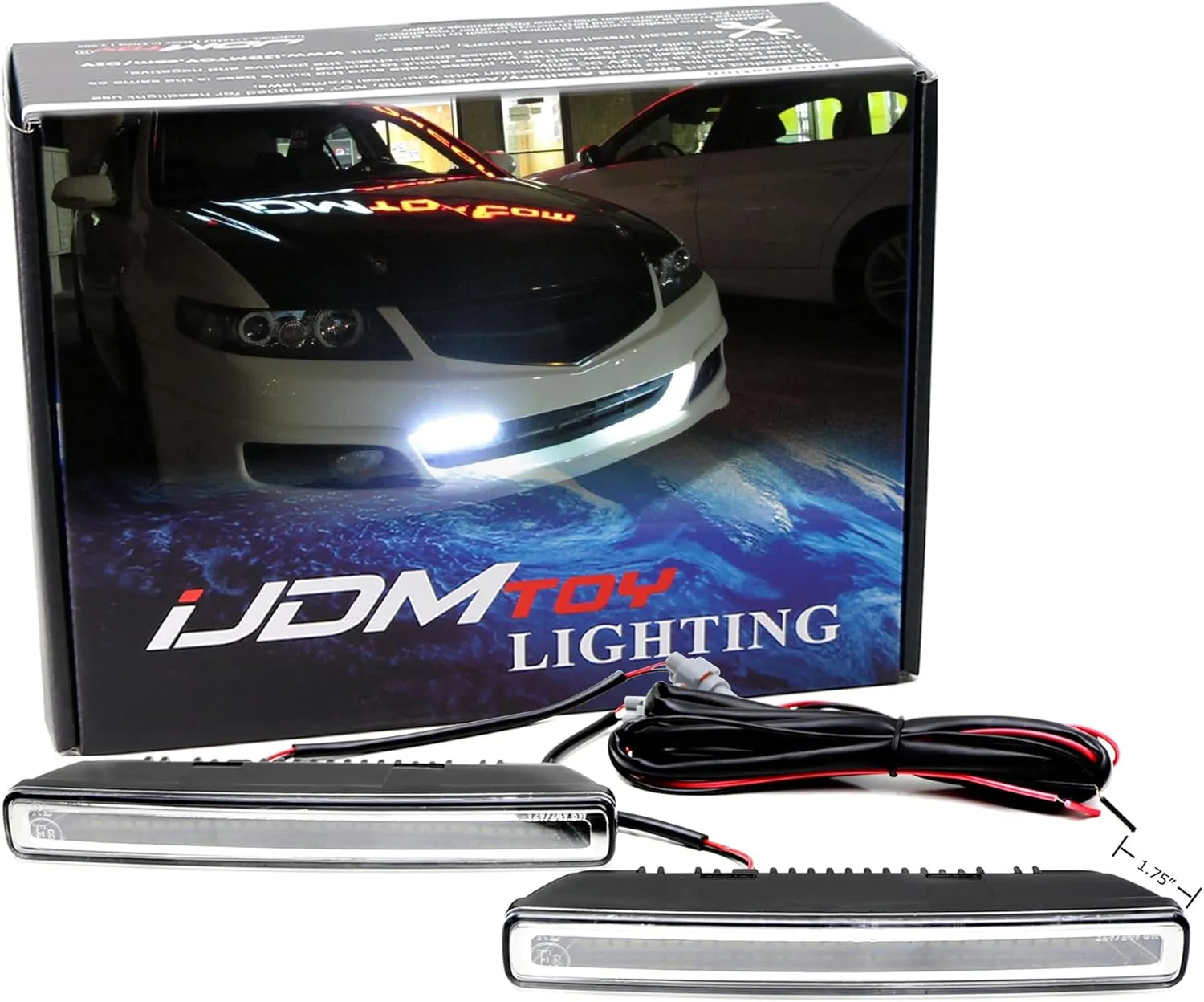iJDMTOY 7-Inch Universal Fit Xenon White High Power 30-SMD LED Daytime Running Light Bar (DRL) w/Wiring Harness