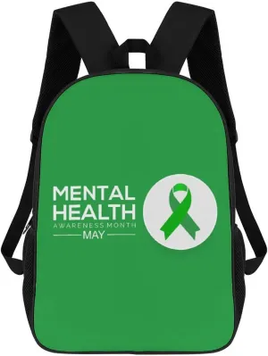 In May We Wear Green Mental Health Awareness Month Backpack for Worker Business Hiking Travel Bag Shoulders Bag