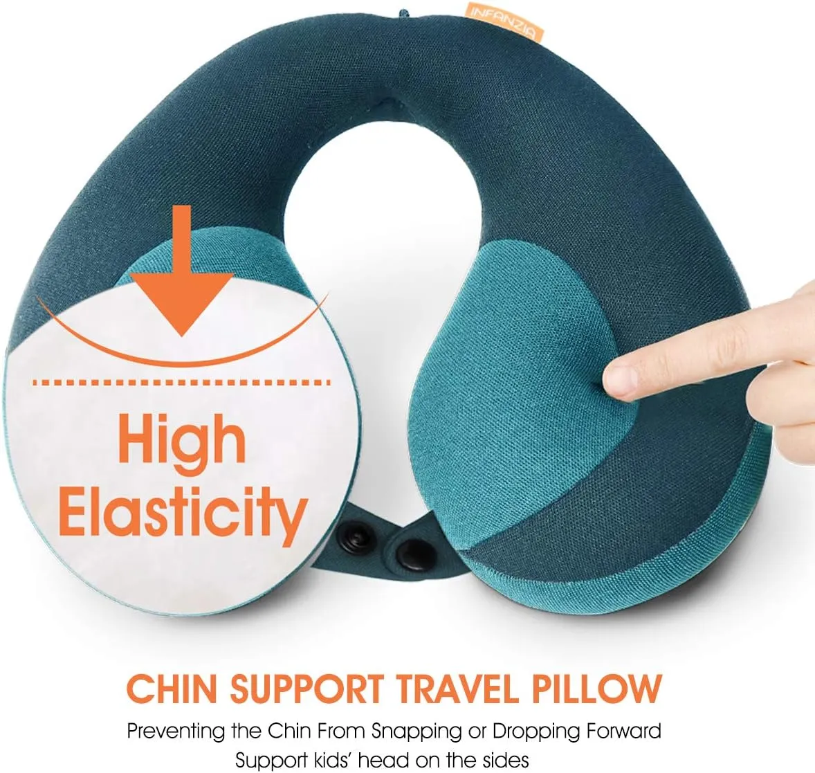INFANZIA Chin Supporting Travel Neck Pillow, Comfortably Supports and Helps Support Head and Neck - Gifts for Toddler/Child/Kids, Blue