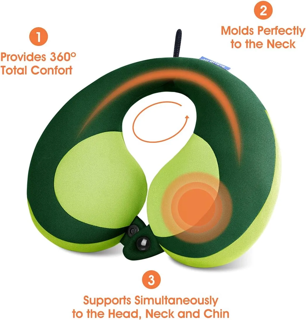 INFANZIA Kids Chin Supporting Travel Neck Pillow, Helps Support Head and Neck, Comfortably Designed for Head, Neck, and Chin Support - Gifts for Toddler/Child/Kids, Green