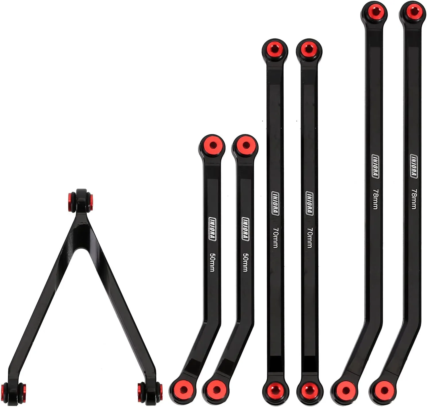 INJORA High Clearance Chassis Links Set Black Links for SCX24 Gladiator Dodge Power Wagon Axial 1/24 RC Crawler Car (Black)