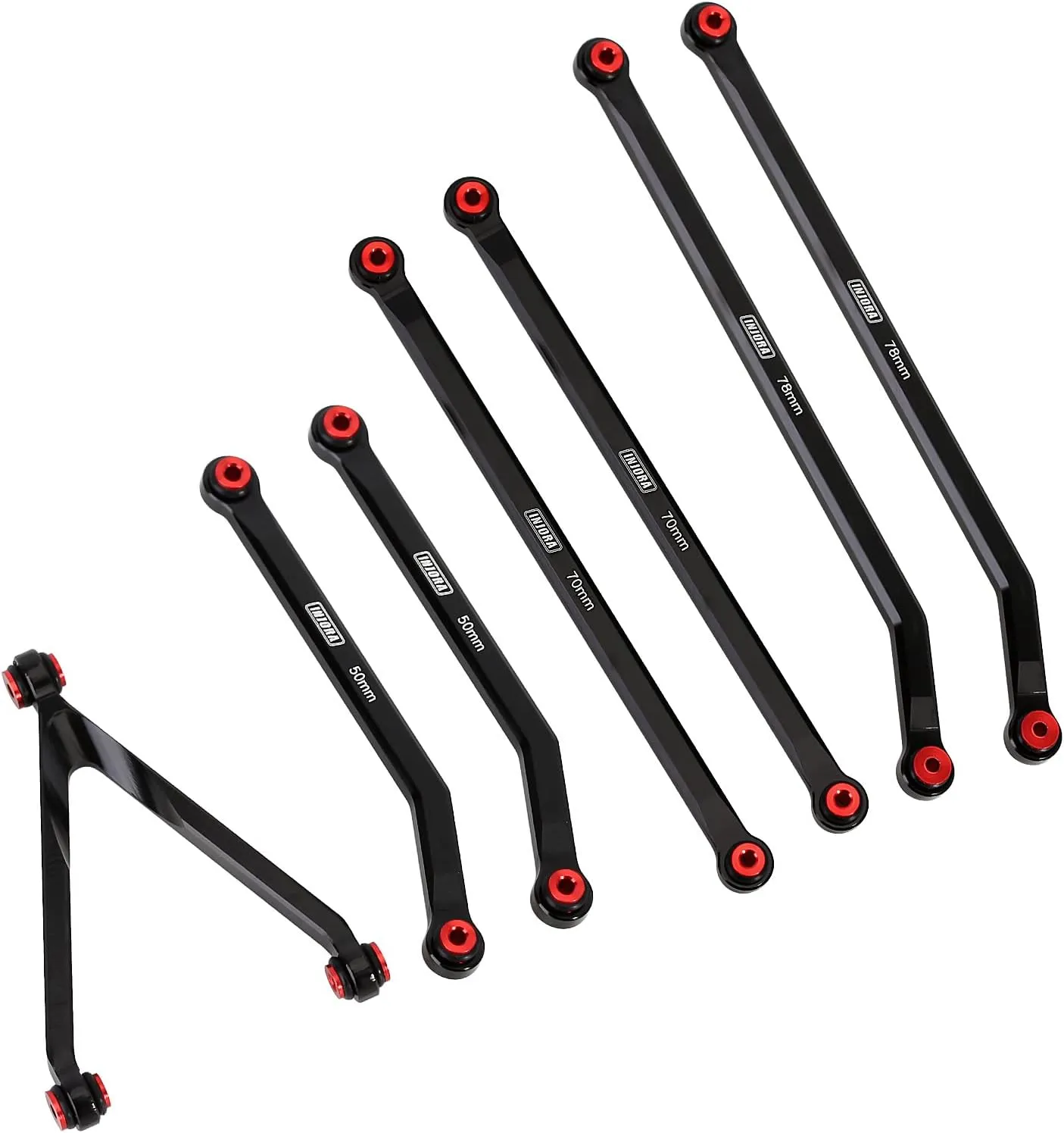 INJORA High Clearance Chassis Links Set Black Links for SCX24 Gladiator Dodge Power Wagon Axial 1/24 RC Crawler Car (Black)