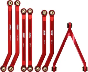 INJORA High Clearance Chassis Links Set for SCX24 C10 JLU Bronco Base Camp Axial 1/24 RC Crawler Car（Red）